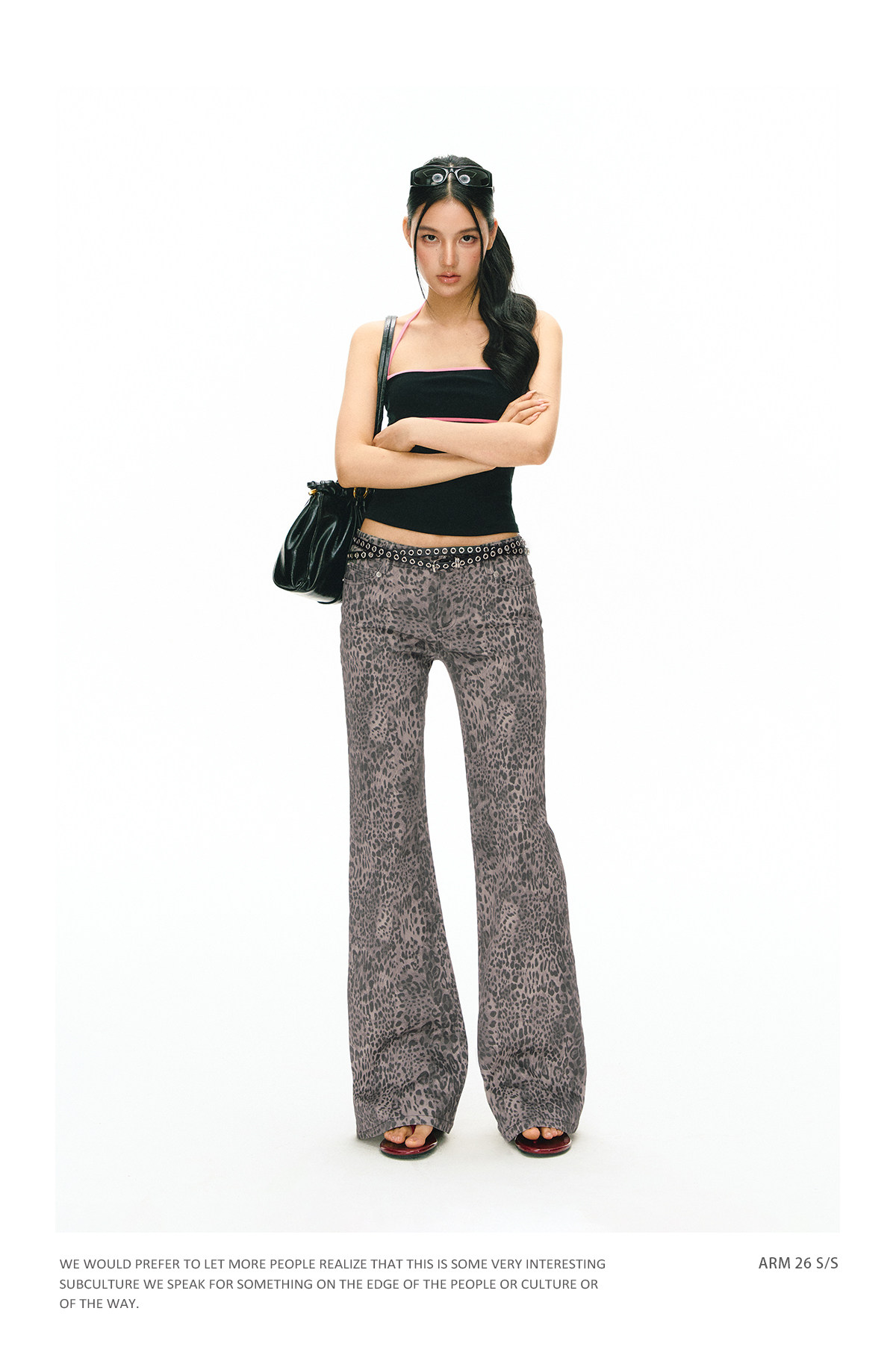 ARISEISM Leopard Print Low-Rise Flare Pants