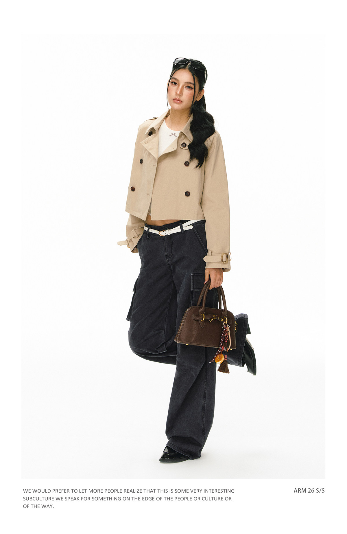 ARISEISM Cropped Khaki Trench Coat