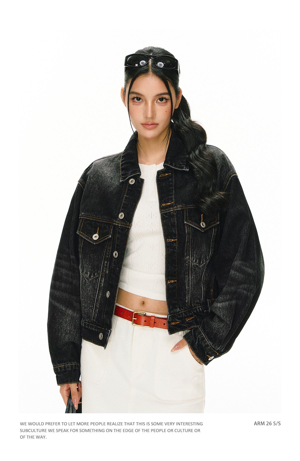 ARISEISM Retro Cropped Denim Jacket