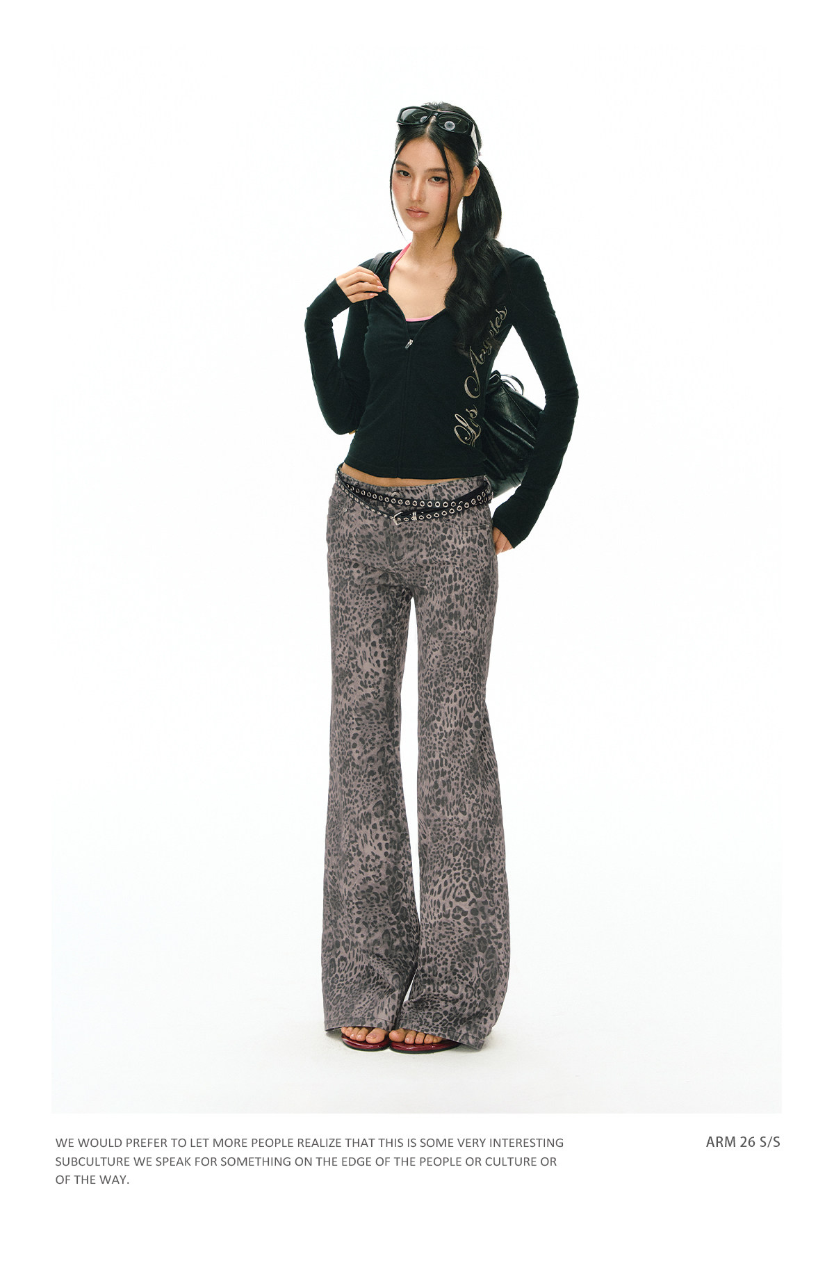 ARISEISM Leopard Print Low-Rise Flare Pants