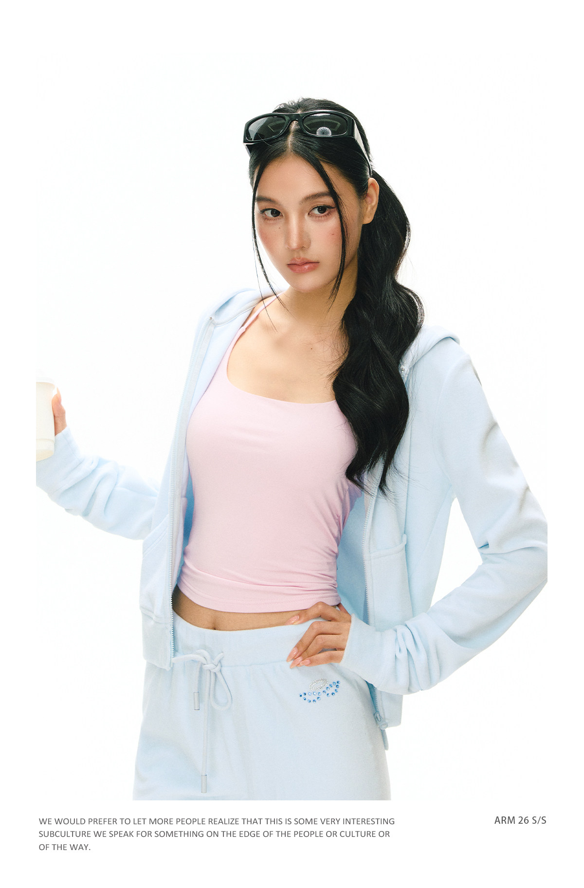 ARISEISM Zip-Up Cropped Sweatshirt Set
