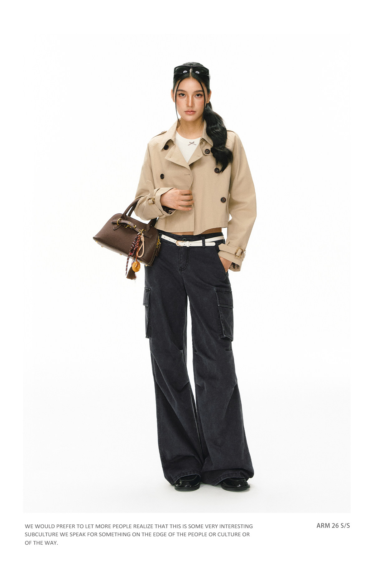 ARISEISM Cropped Khaki Trench Coat