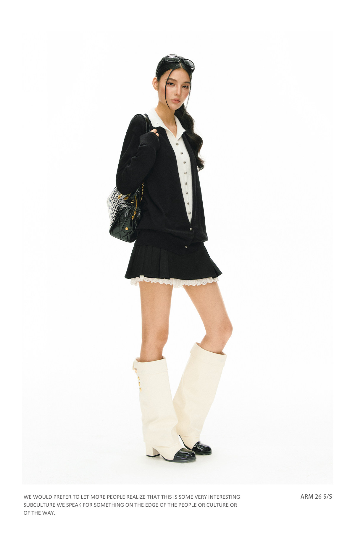 ARISEISM Black White Layered-Look Knit Top