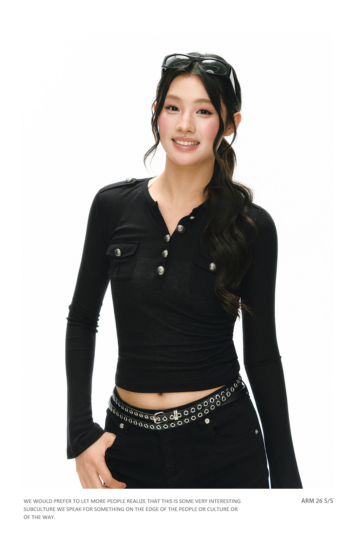 ARISEISM Black Slim-Fit Henley Top