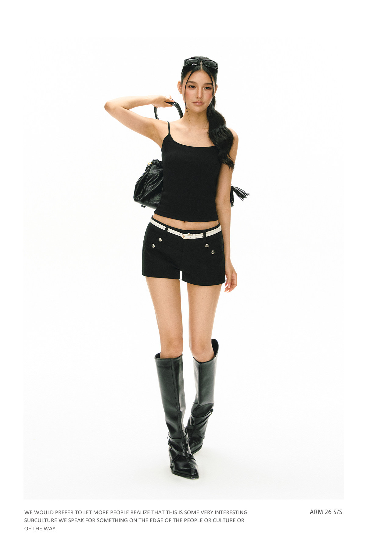 ARISEISM Black Cropped Cami Jacket Set