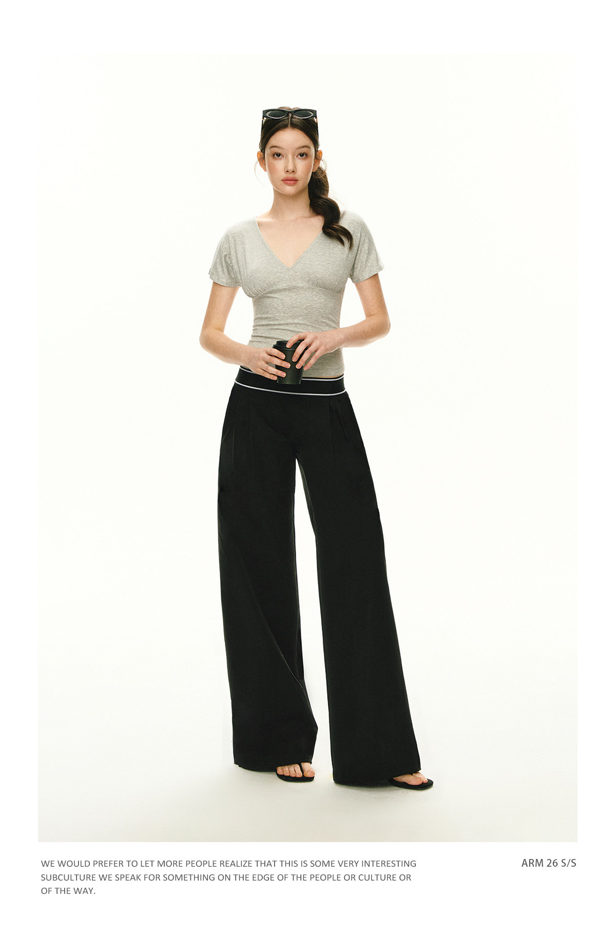 ARISEISM Low-Rise Loose Wide-Leg Trousers
