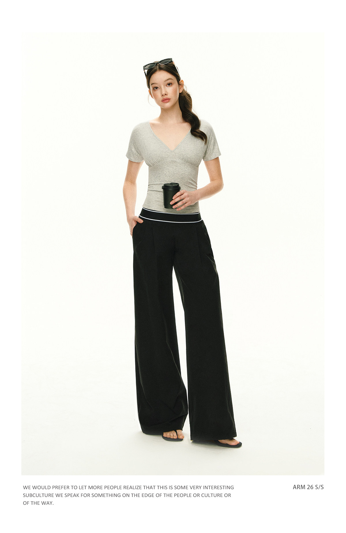 ARISEISM Low-Rise Loose Wide-Leg Trousers