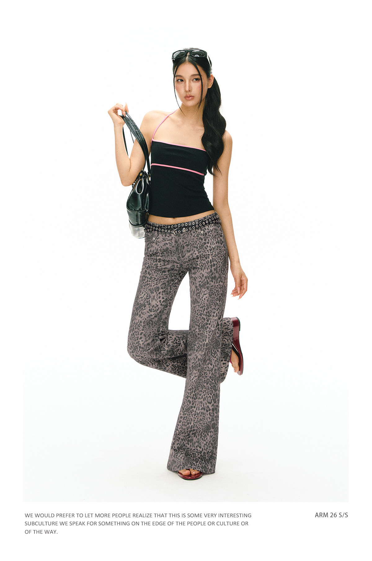 ARISEISM Leopard Print Low-Rise Flare Pants