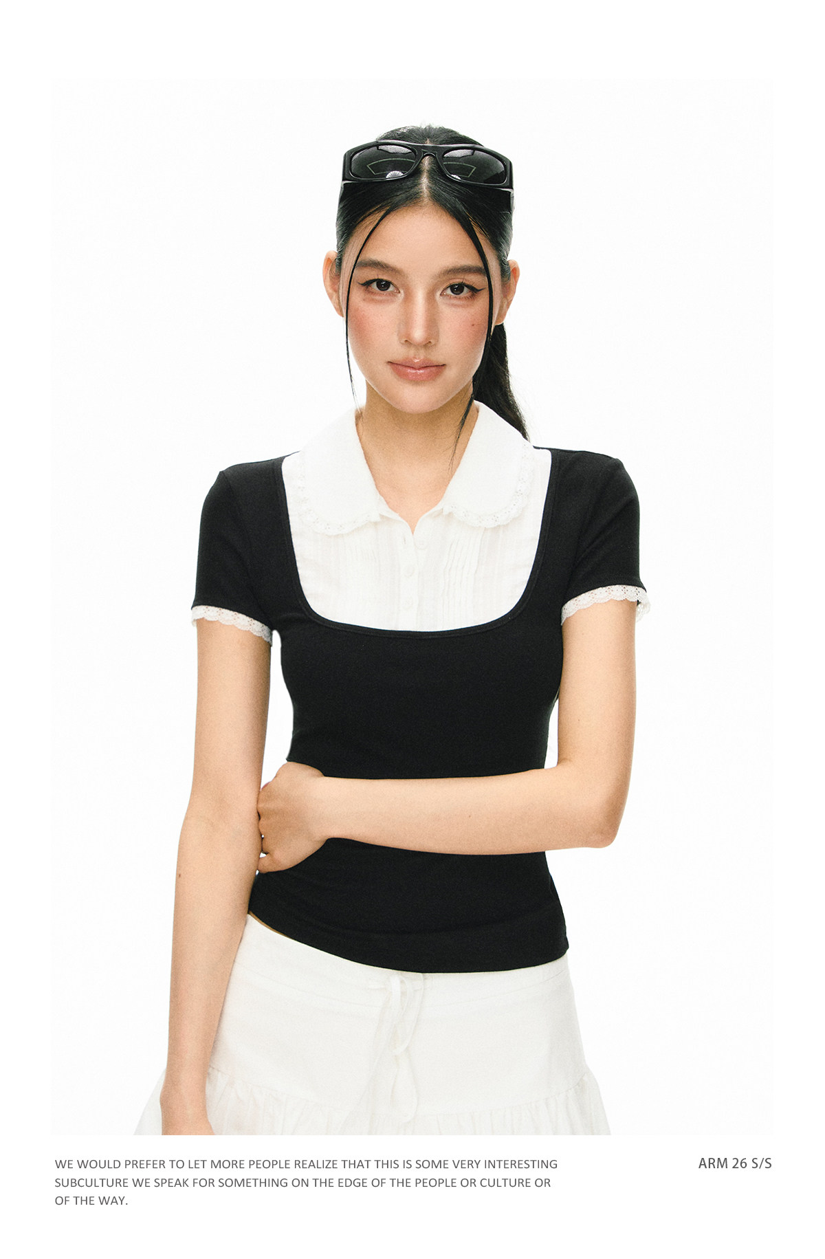 ARISEISM Slim Fit Turn-Down Collar Tee