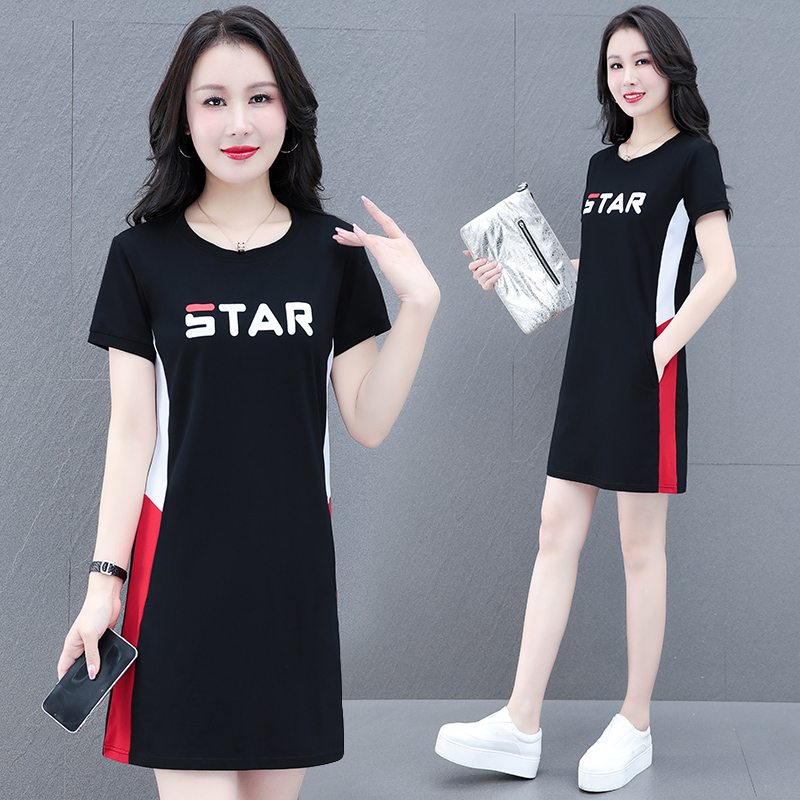 2022 new summer clothes large size women's clothes fat mm sister cover belly to show thin T-shirt skirt small man dress