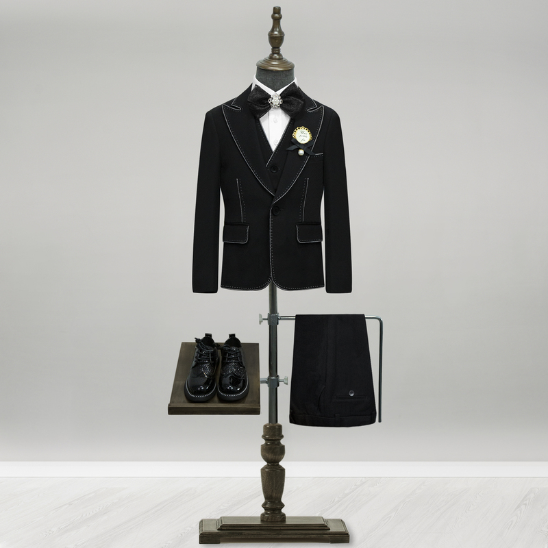Imo Children's Black British-Style Suit for Boys, Children's Clothing, Flower Boy, Piano Performance, Runway Show, Host Formal Wear, Spring and Autumn