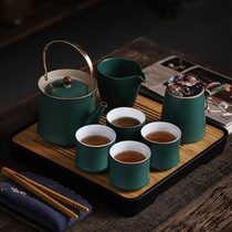 Ceramic simple water storage tea tray whole set of gift box kung fu tea set large capacity teapot tea cup Home Office