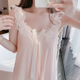 Летняя пижама, шелковая кружевная юбка, милый топ с чашечками для принцессы, эффект подтяжки