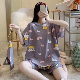 Пижама, летний тонкий шелковый комплект, свободный крой, большой размер