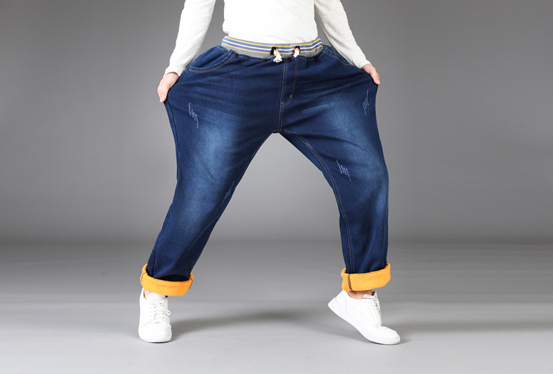 Mùa thu và mùa đông cộng với chất liệu nhung co giãn cao, thun co giãn cộng với quần jean XL quần jogger nam