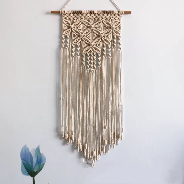 Japanese-style unprinted style Bohemian style ins homestay net red cotton rope handmade V-shaped tapestry wall decoration