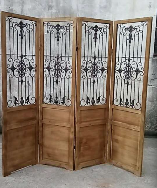 ZAKKA cổ điển cũ gỗ rắn màn hình sắt rèn Mỹ nước Pháp LOFT cửa hàng biệt thự trang trí màu trắng xám xanh - Màn hình / Cửa sổ bình phong đẹp