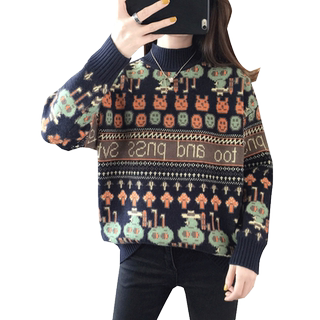 Cartoon students in thickened turtleneck sweaters are fashionable and lazy