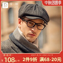 Dulin autumn and winter New short eaves cap British retro high-end newsboy beret mens big head fashion mens hat