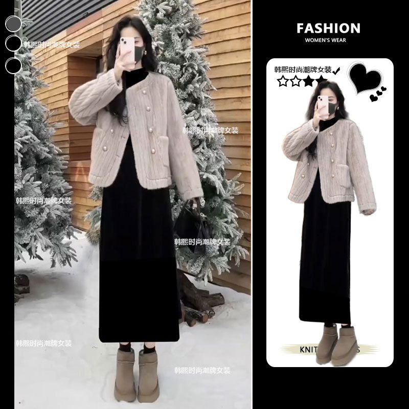 In Winter, Pair It with a Fur-Trimmed Little Black Hepburn-Style Dress, a Half-High Collar Straight Knit Dress, a Long Ankle-Length Dress, or a Base Layer Dress In Winter, Pair It with a Fur-Trimmed Little Black Hepburn-Style Dress, a Half-High Collar Straight Knit Dress, a Long Ankle-Length Dress, or a Base Layer Dress