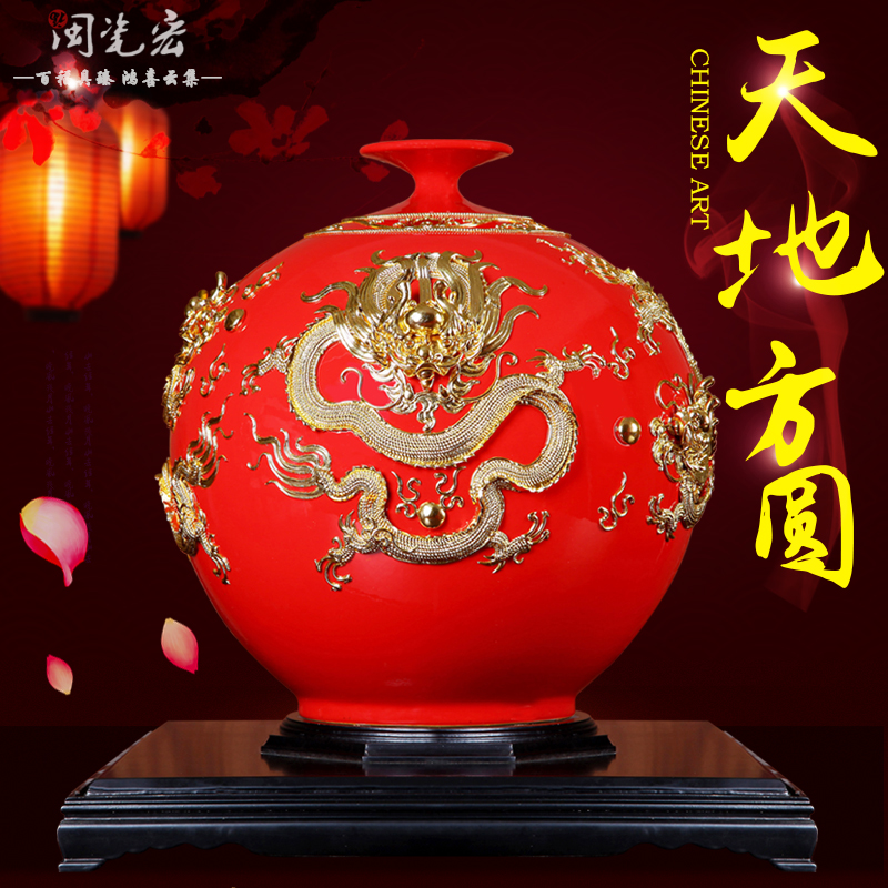 Really sheng xiamen the features checking crafts paint line carve ceramic longteng prosperous time five dragon housewarming gift villa living room