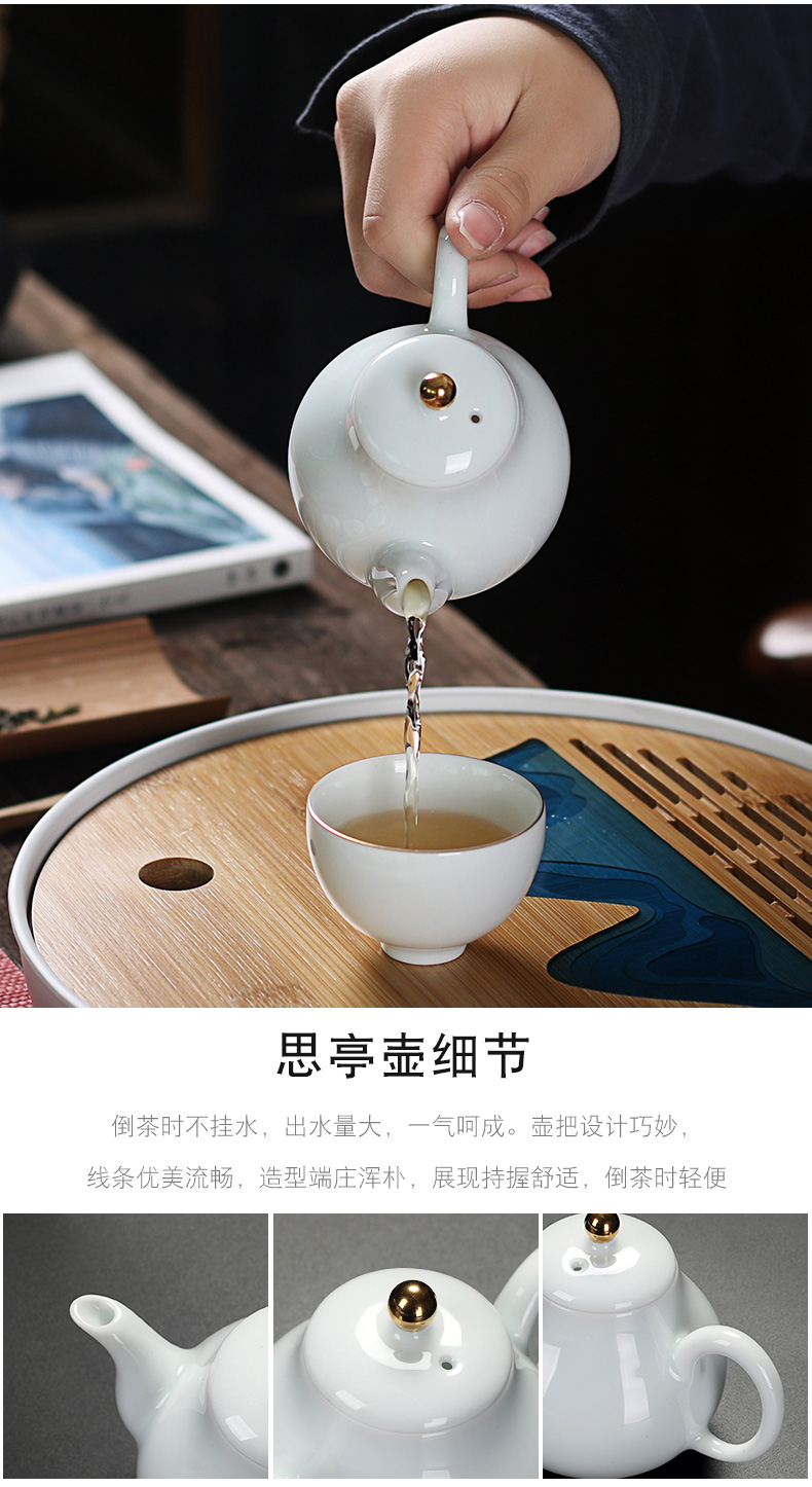 Really hold high white porcelain tea set household contracted teapot teacup water storage of a complete set of kung fu tea table dry terms plate