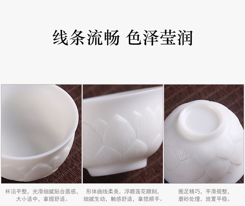 True cheng dehua suet white jade kung fu tea tureen teapot contracted ceramic cups kung fu gift set