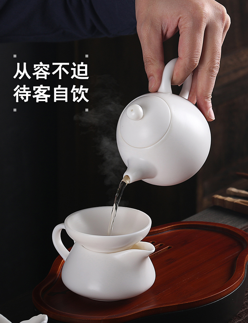 True cheng dehua white porcelain biscuit firing inferior smooth kung fu tea set home a whole set of home office ultimately responds mercifully tea cups