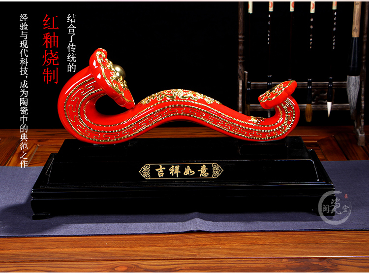 Really sheng min porcelain macro boutique the opened China red porcelain ceramic ruyi high - grade home furnishing articles version into the sitting room