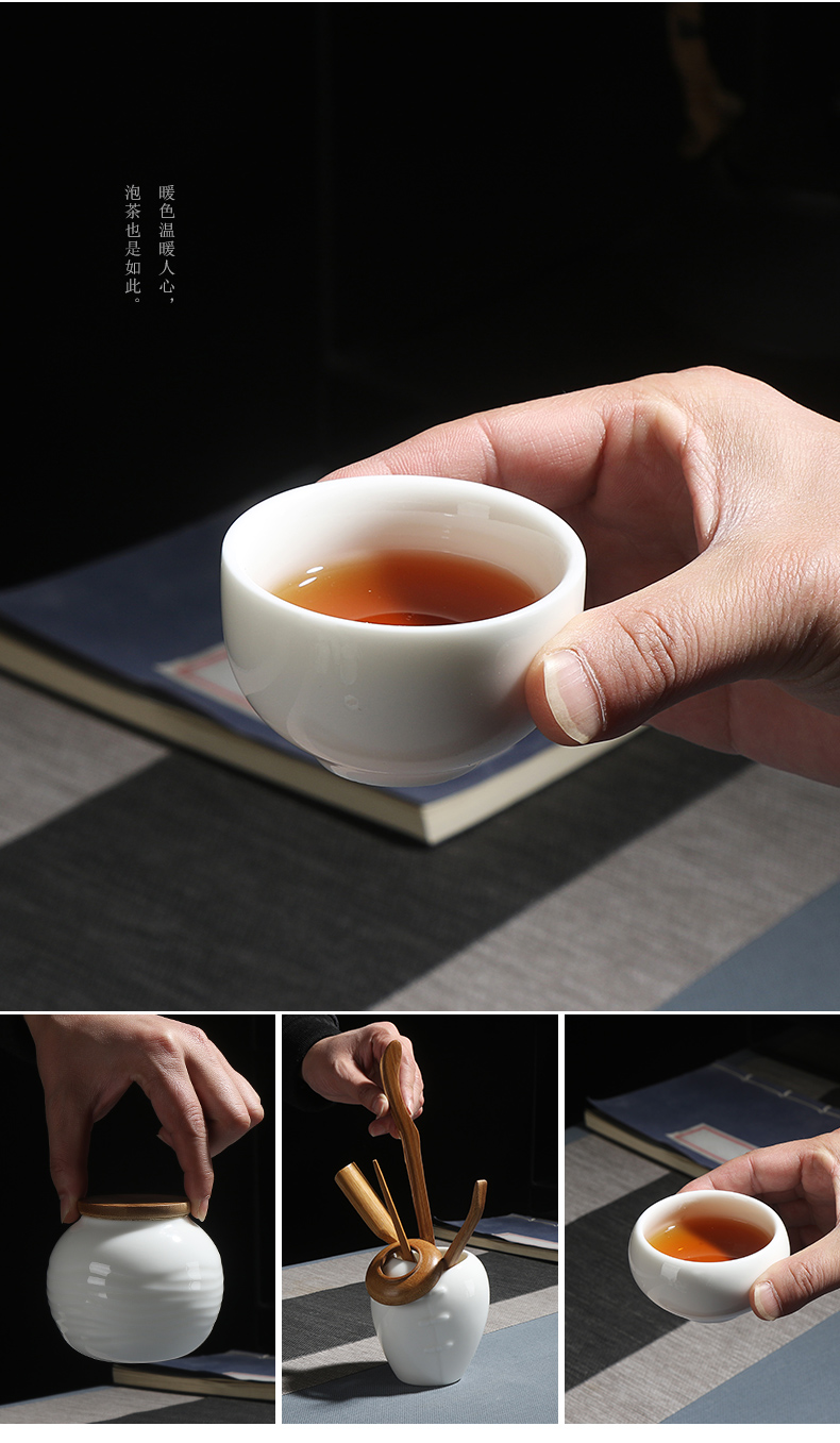 True sheng white porcelain kung fu tea set ceramic teapot cup household contracted a whole set of gift set suet jade contracted