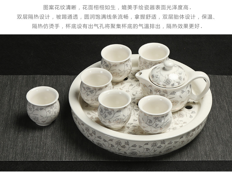 Really hold large heat insulation prevent hot double teapot teacup ceramic tea set a complete set of kung fu tea tray