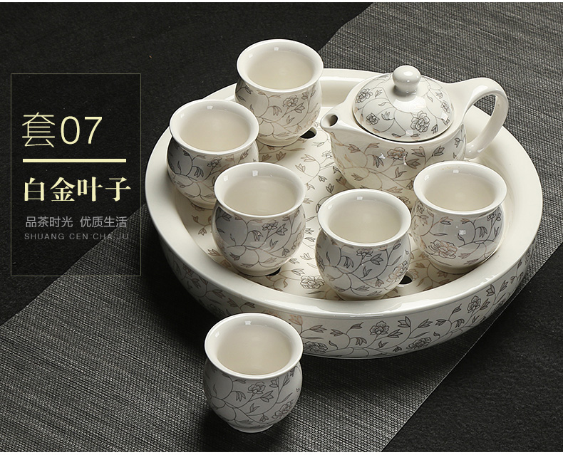 Really hold large heat insulation prevent hot double teapot teacup ceramic tea set a complete set of kung fu tea tray