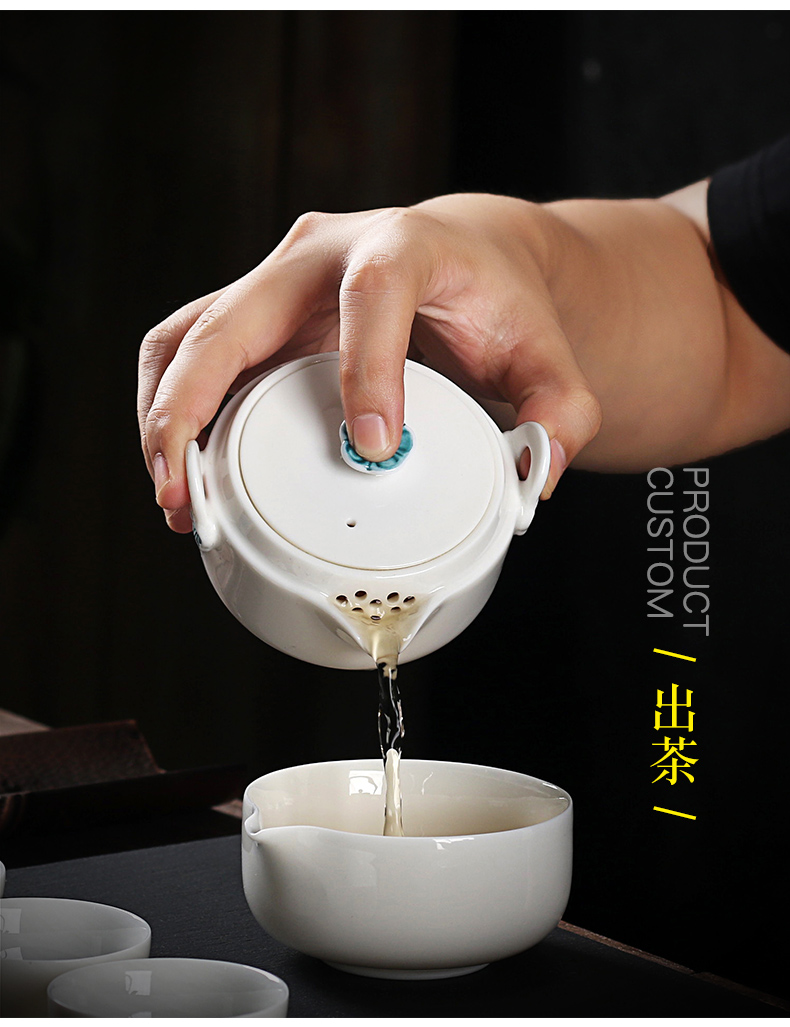 True sheng white porcelain crack a pot of three office travel packages kung fu tea set ceramic teapot tea cups