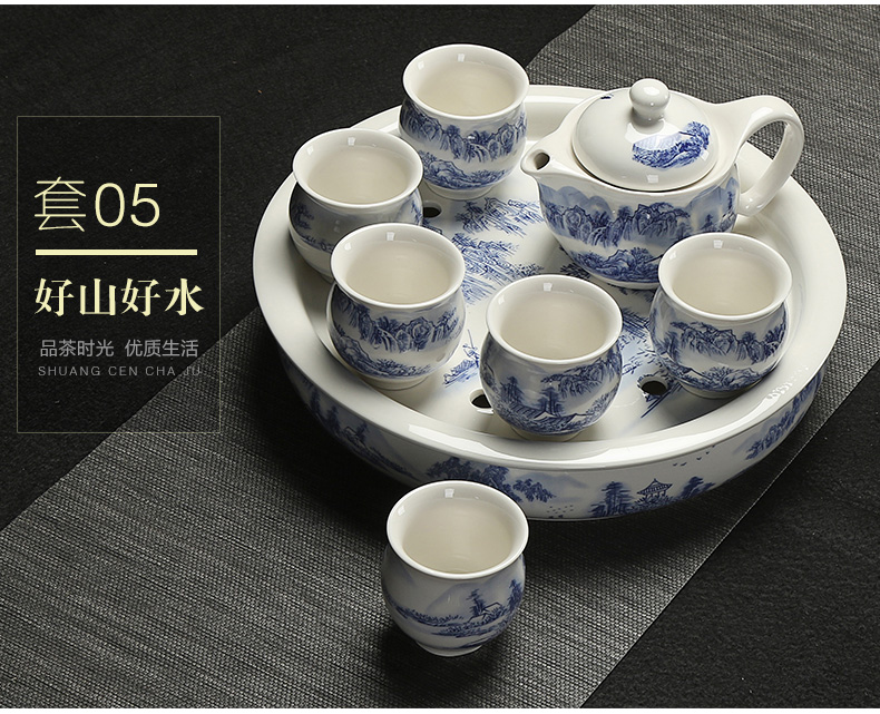 Really hold large heat insulation prevent hot double teapot teacup ceramic tea set a complete set of kung fu tea tray