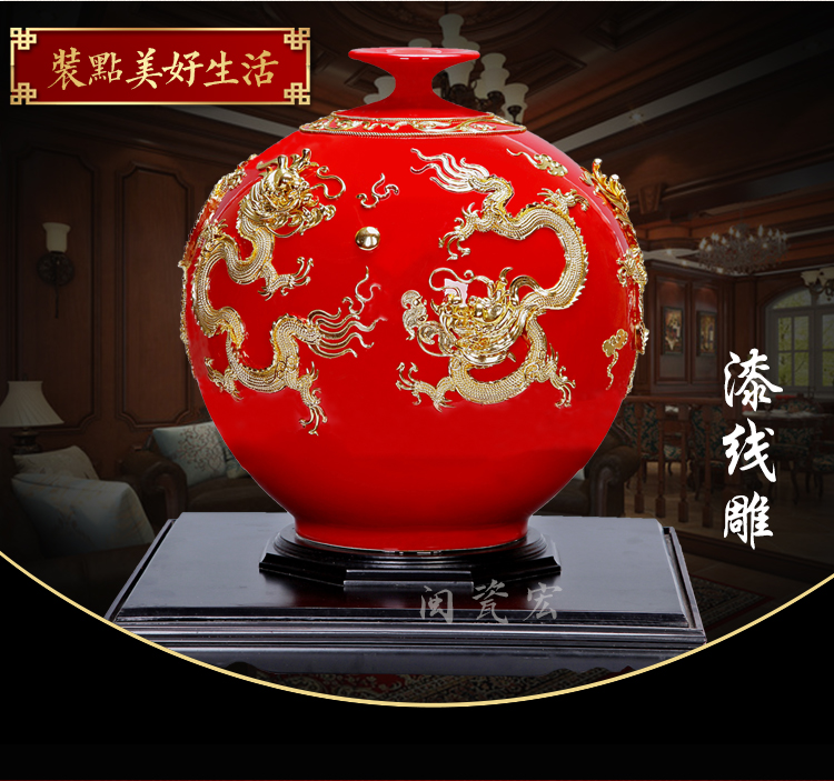 Really sheng xiamen the features checking crafts paint line carve ceramic longteng prosperous time five dragon housewarming gift villa living room