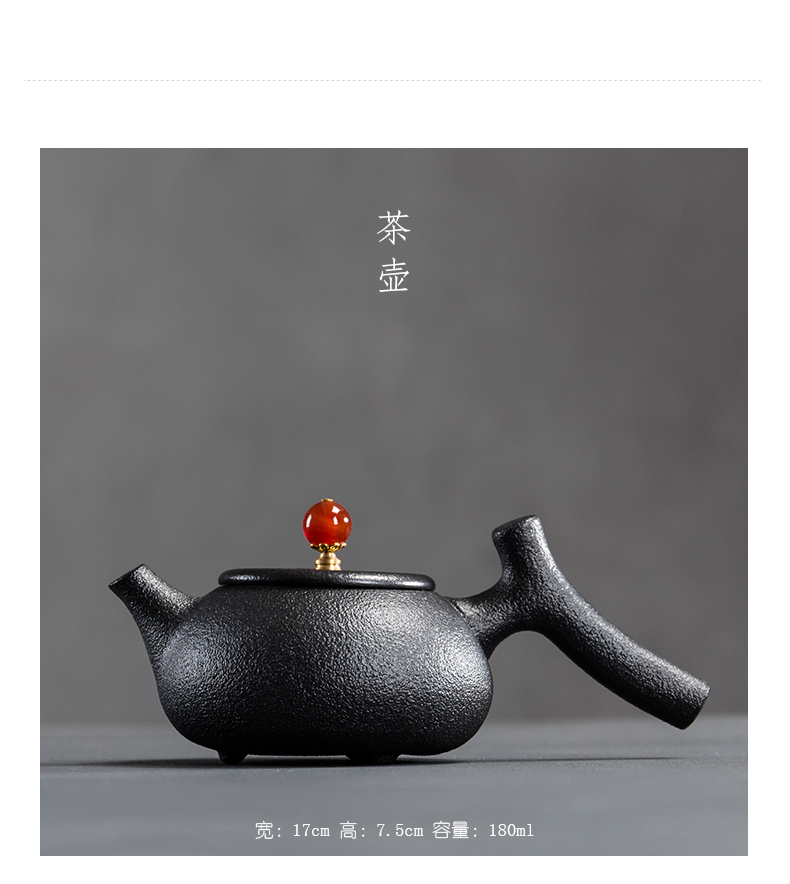 True sheng kung fu tea set suit of black ceramic teapot teacup restoring ancient ways of a complete set of Japanese coarse TaoChan tea tea