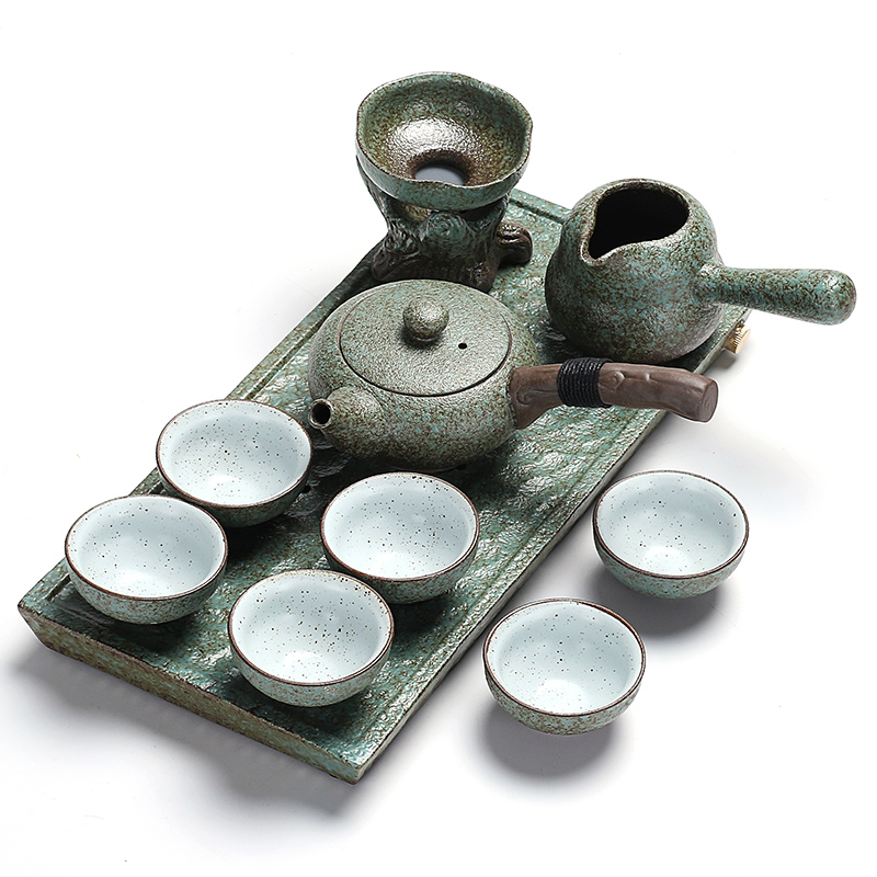 True sheng creative coarse pottery tea sets Japanese dry mercifully machine ceramic kung fu tea set of a complete set of tea cups