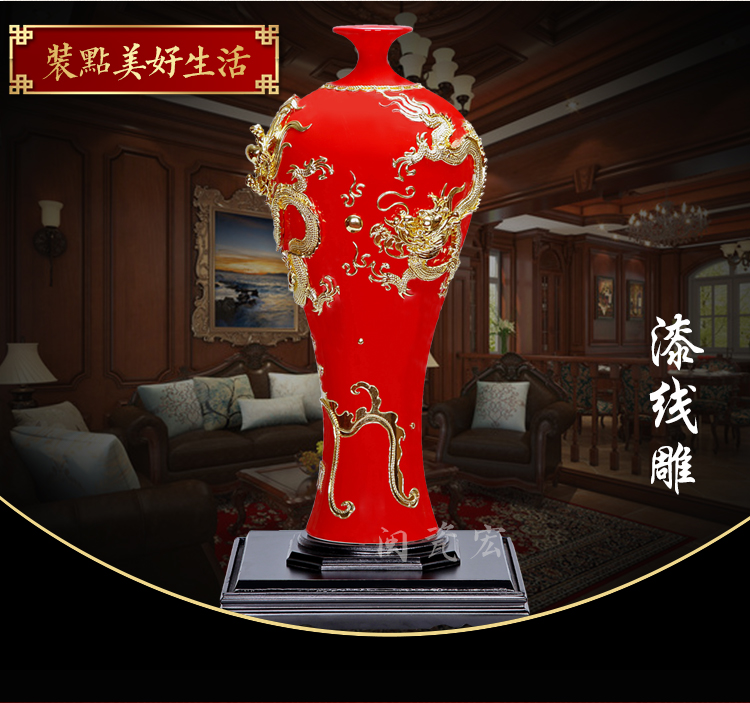 Really sheng Chinese style style paint line carve red ceramics festival longteng times big sitting room furniture business office