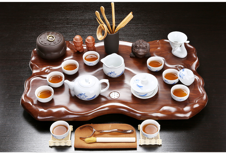 True sheng rosewood tea tray was set a complete set of kung fu tea set ceramic tea pot - calving cups domestic Chinese teapot