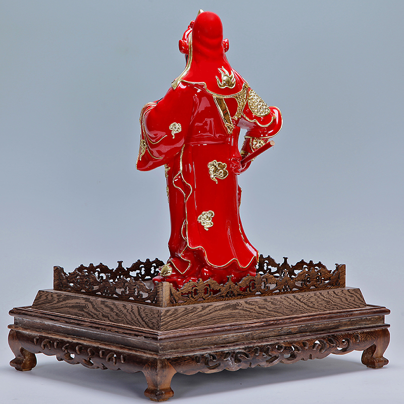 True red ceramic inlaid gold furnishing articles duke guan sheng paint line carve wealth GuanYuWu Sir Zhong plutus opening work