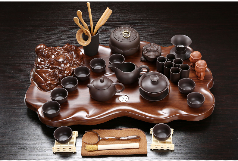 True sheng rosewood tea tray was set a complete set of kung fu tea set ceramic tea pot - calving cups domestic Chinese teapot