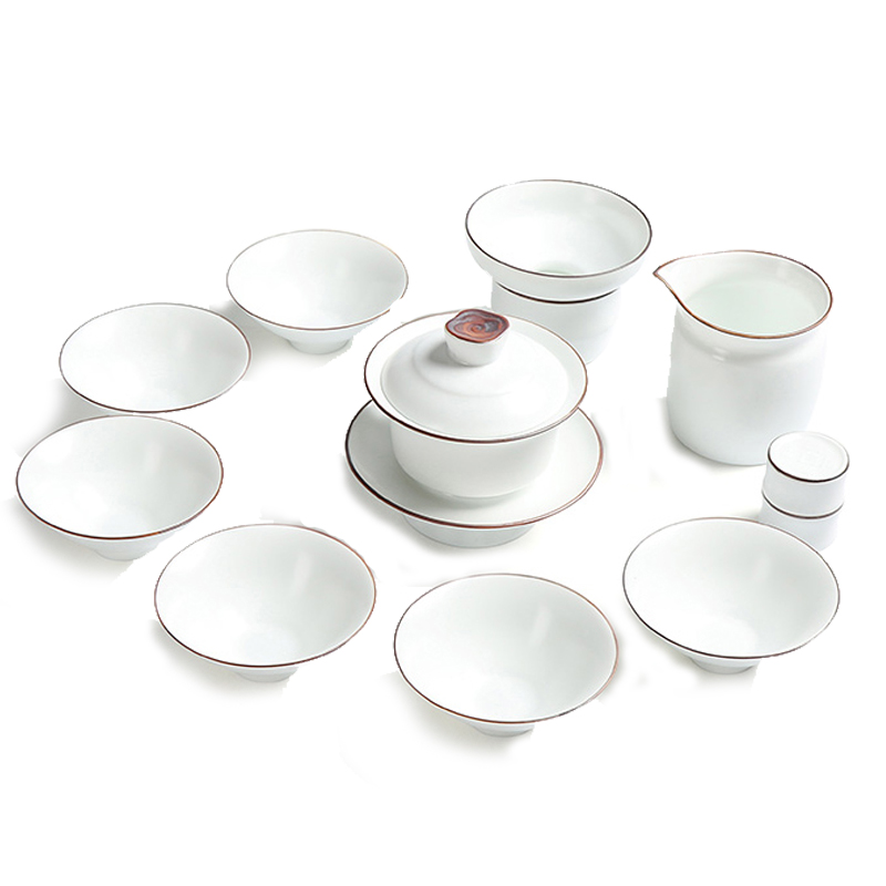 Really hold a complete set of white tea sets suit zen fat white kung fu tea set of white porcelain up with ceramics