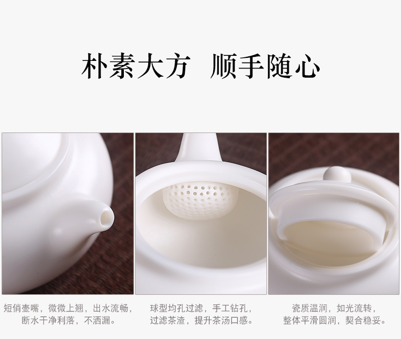 True cheng dehua suet white jade travel tea set suit portable Japanese kung fu tea set contracted tea tray tea cups