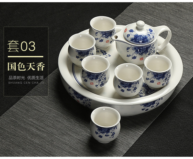 Really hold large heat insulation prevent hot double teapot teacup ceramic tea set a complete set of kung fu tea tray