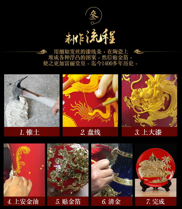 Really sheng xiamen special paint line carve gulangyu ceramic decoration plate bracket furnishing articles rich ancient frame household decoration