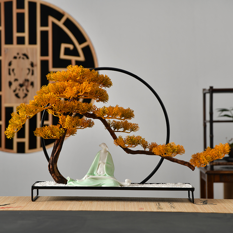 True sheng zen simulation guest - the greeting pine bonsai furnishing articles new Chinese ceramics, wrought iron home sitting room, office decoration