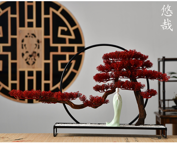 True sheng zen simulation guest - the greeting pine bonsai furnishing articles new Chinese ceramics, wrought iron home sitting room, office decoration