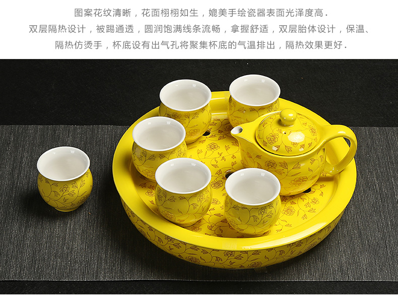 Really hold large heat insulation prevent hot double teapot teacup ceramic tea set a complete set of kung fu tea tray