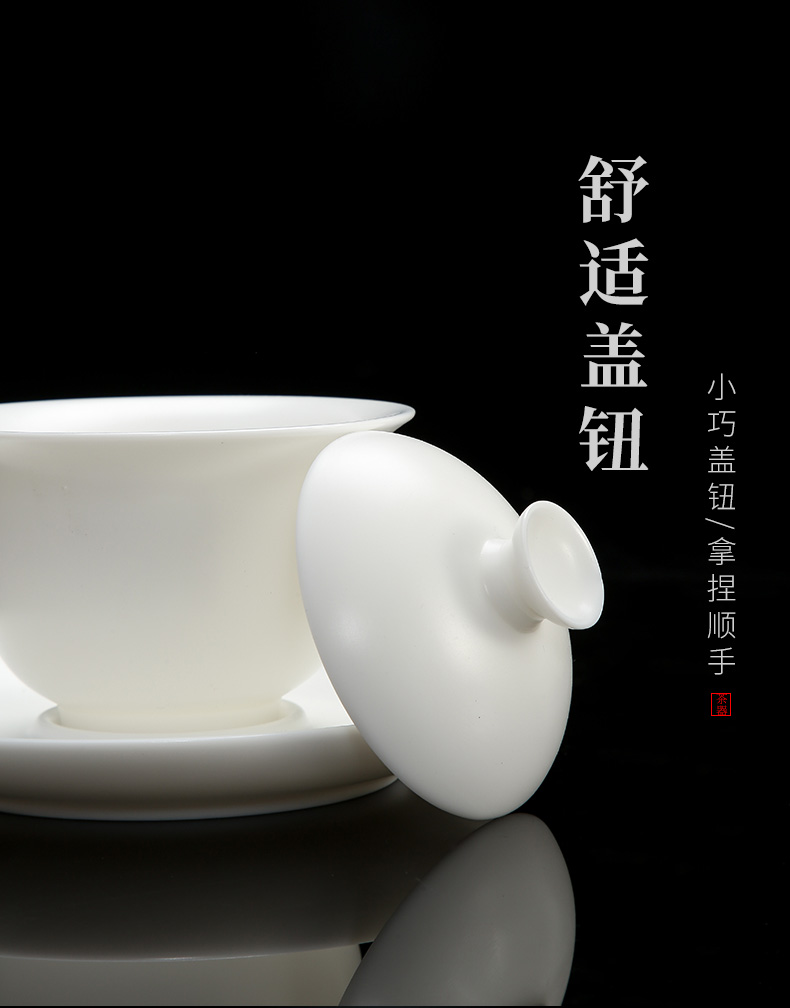 True cheng dehua white porcelain high pure manual hand made tureen tea set ceramic only three cup tureen tea bowl