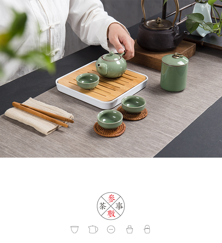 True sheng travel tea set suit portable package household contracted small Japanese ceramic cups elder brother kung fu tea set dry up